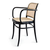 Indoor Arm Chair Rattan Curved Wood Dining Chair Black Image - 7