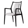 Indoor Black Patterned Leather Arm Wood Dining Chair Image - 8