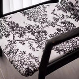 Indoor Black Patterned Leather Arm Wood Dining Chair Image - 9