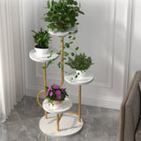 Indoor Circular Multi-Tier Metal Tray Plant Stand Gold Image - 1