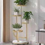 Indoor Circular Multi-Tier Metal Tray Plant Stand Gold Image - 11