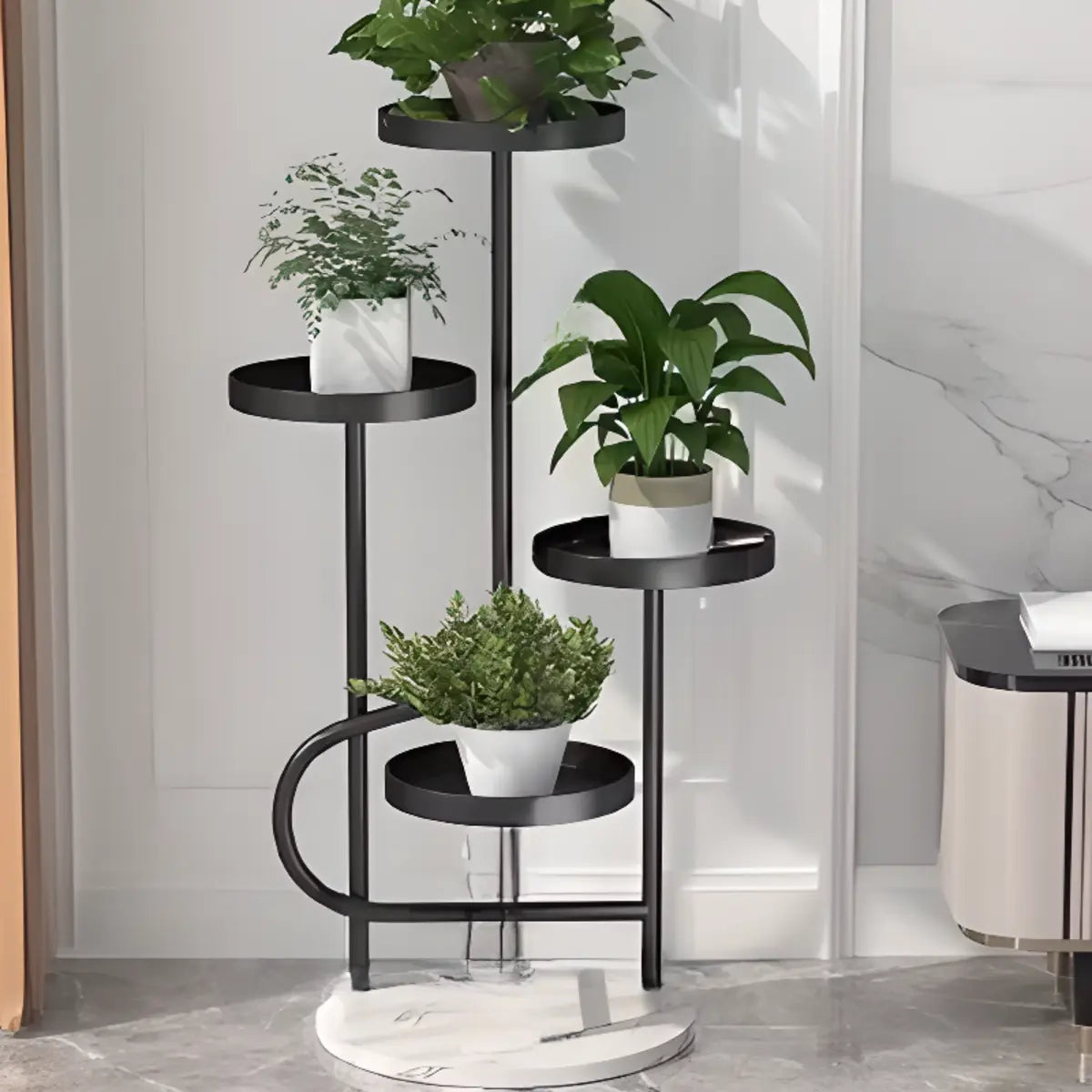 Indoor Circular Multi-Tier Metal Tray Plant Stand Gold Image - 13