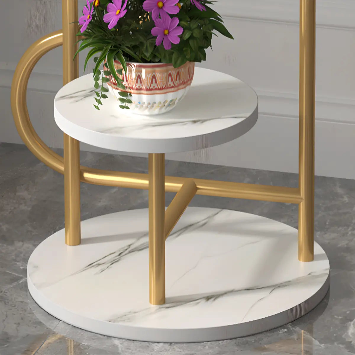 Indoor Circular Multi-Tier Metal Tray Plant Stand Gold Image - 14