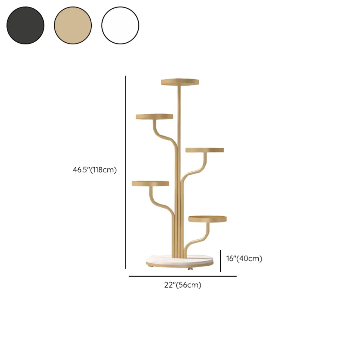 Indoor Circular Multi-Tier Metal Tray Plant Stand Gold 