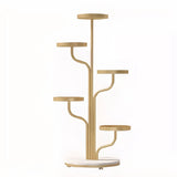 Indoor Circular Multi-Tier Metal Tray Plant Stand Gold Image - 7