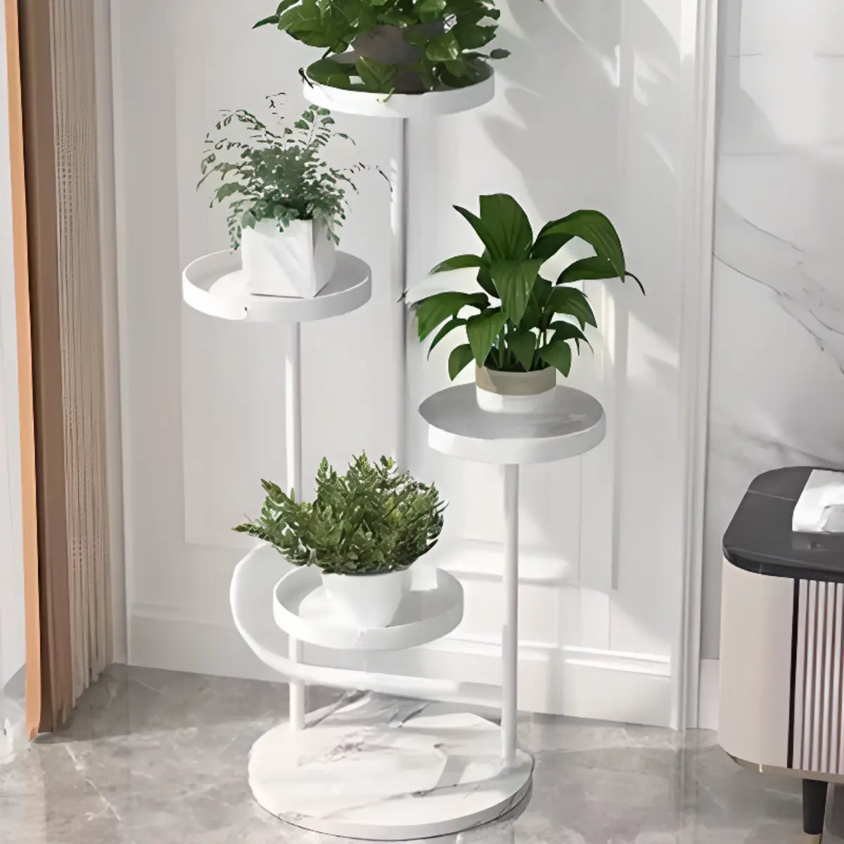 Indoor Circular Multi-Tier Metal Tray Plant Stand Gold Image - 9