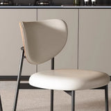 Indoor Low Back Round Upholstered Dining Chair White Image - 6