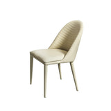 Indoor Low Back Round Upholstered Dining Chair White Image - 8