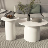 Indoor Modern White Stone Circular Nesting Coffee Table Image - 1