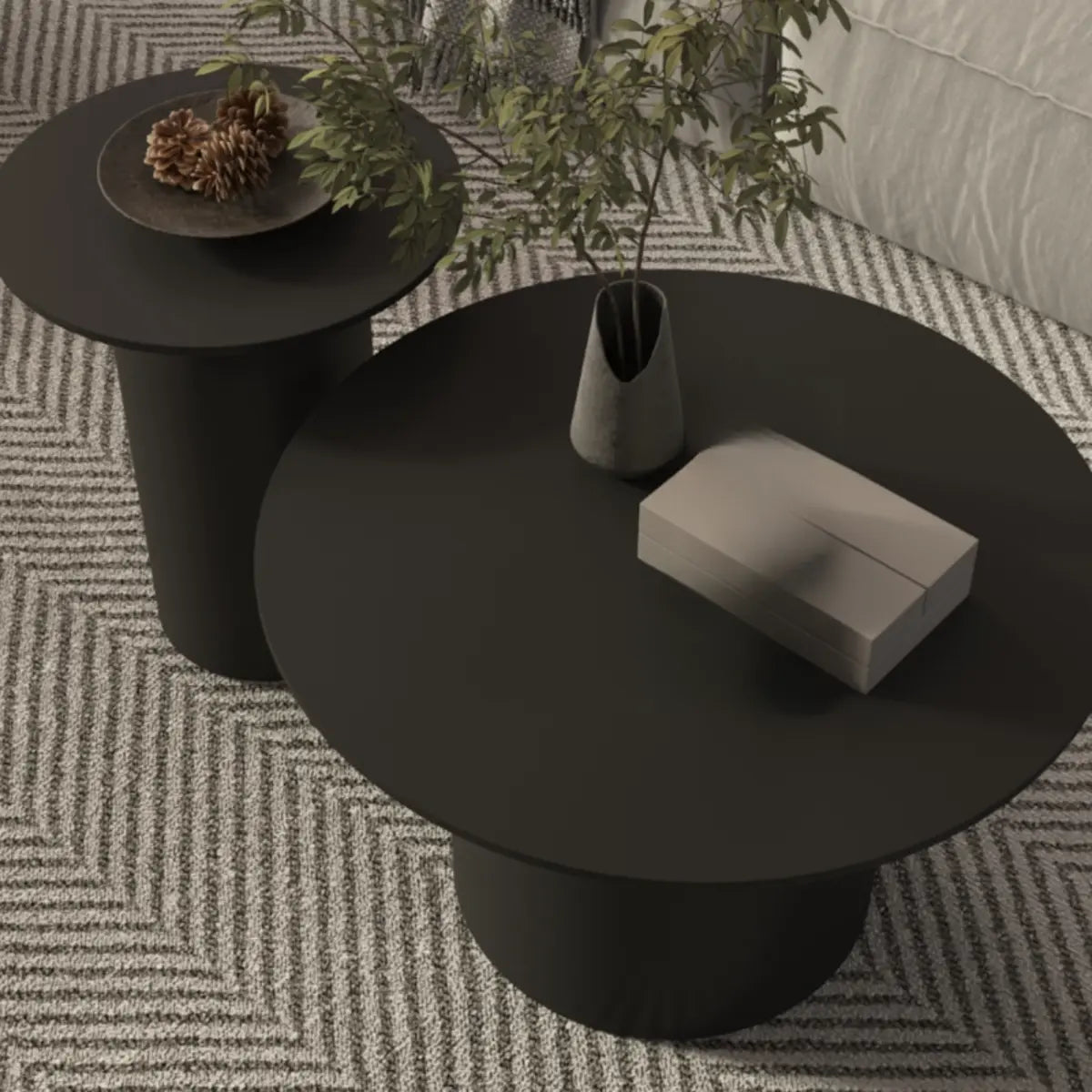 Indoor Modern White Stone Circular Nesting Coffee Table Image - 20