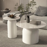 Indoor Modern White Stone Circular Nesting Coffee Table Image - 3