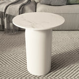 Indoor Modern White Stone Circular Nesting Coffee Table Image - 7