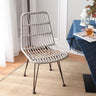 Indoor Open Armless Metal Woven Dining Chair Yellow Image - 7