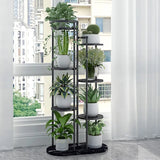 Indoor Round Multi-Tier Floor Metal Plant Stand Black Image - 1