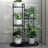 Indoor Round Multi-Tier Floor Metal Plant Stand Black Image - 12