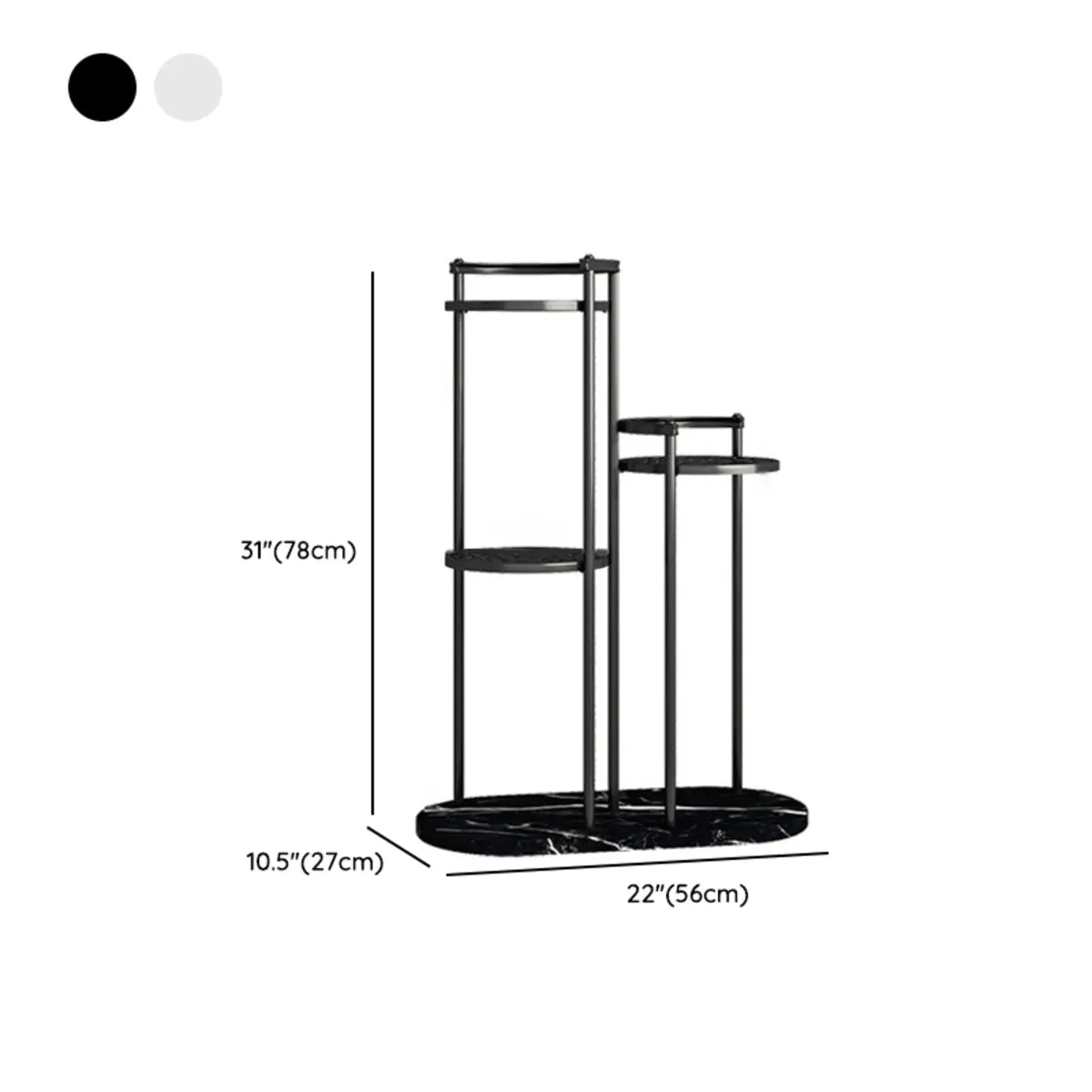 Indoor Round Multi-Tier Floor Metal Plant Stand Black Image - 15