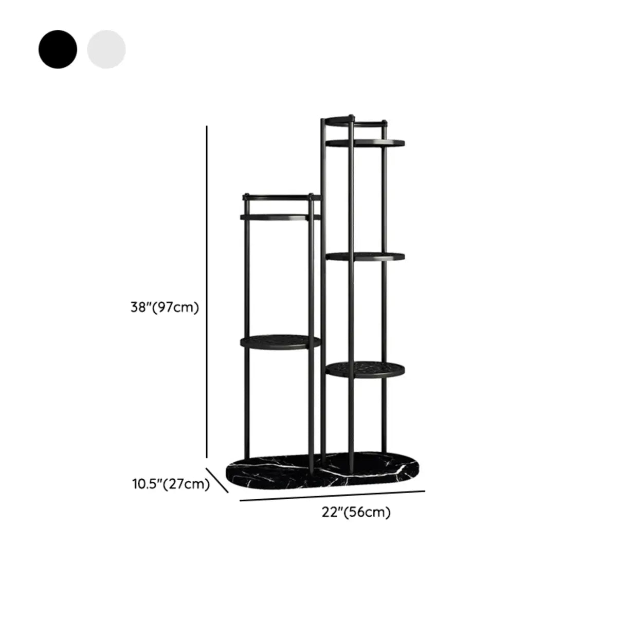 Indoor Round Multi-Tier Floor Metal Plant Stand Black Image - 16