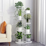 Indoor Round Multi-Tier Floor Metal Plant Stand Black Image - 2