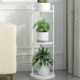 Indoor Round Multi-Tier Floor Metal Plant Stand Black Image - 4