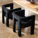 Indoor Square Upholstered Armrest Dining Chair Black Image - 1