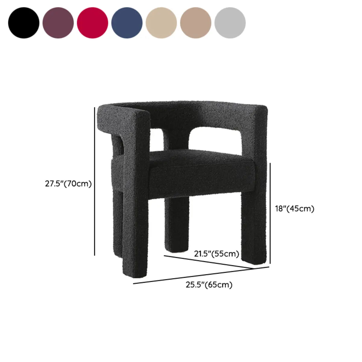 Indoor Square Upholstered Armrest Dining Chair Black 