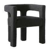 Indoor Square Upholstered Armrest Dining Chair Black Image - 3