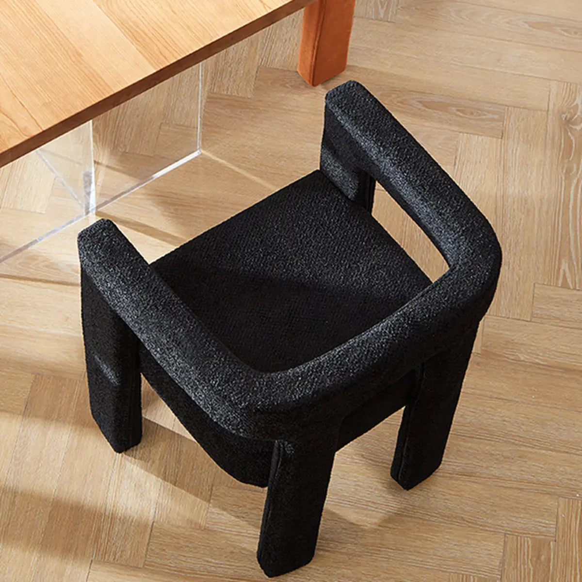 Indoor Square Upholstered Armrest Dining Chair Black Image - 8