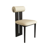 Indoor Upholstered Slatted Back Dining Chair Cream Image - 16