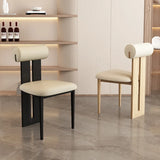 Indoor Upholstered Slatted Back Dining Chair Cream Image - 4