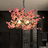 Industria Restaurant Floral Pink Blossom Chandelier Image - 2