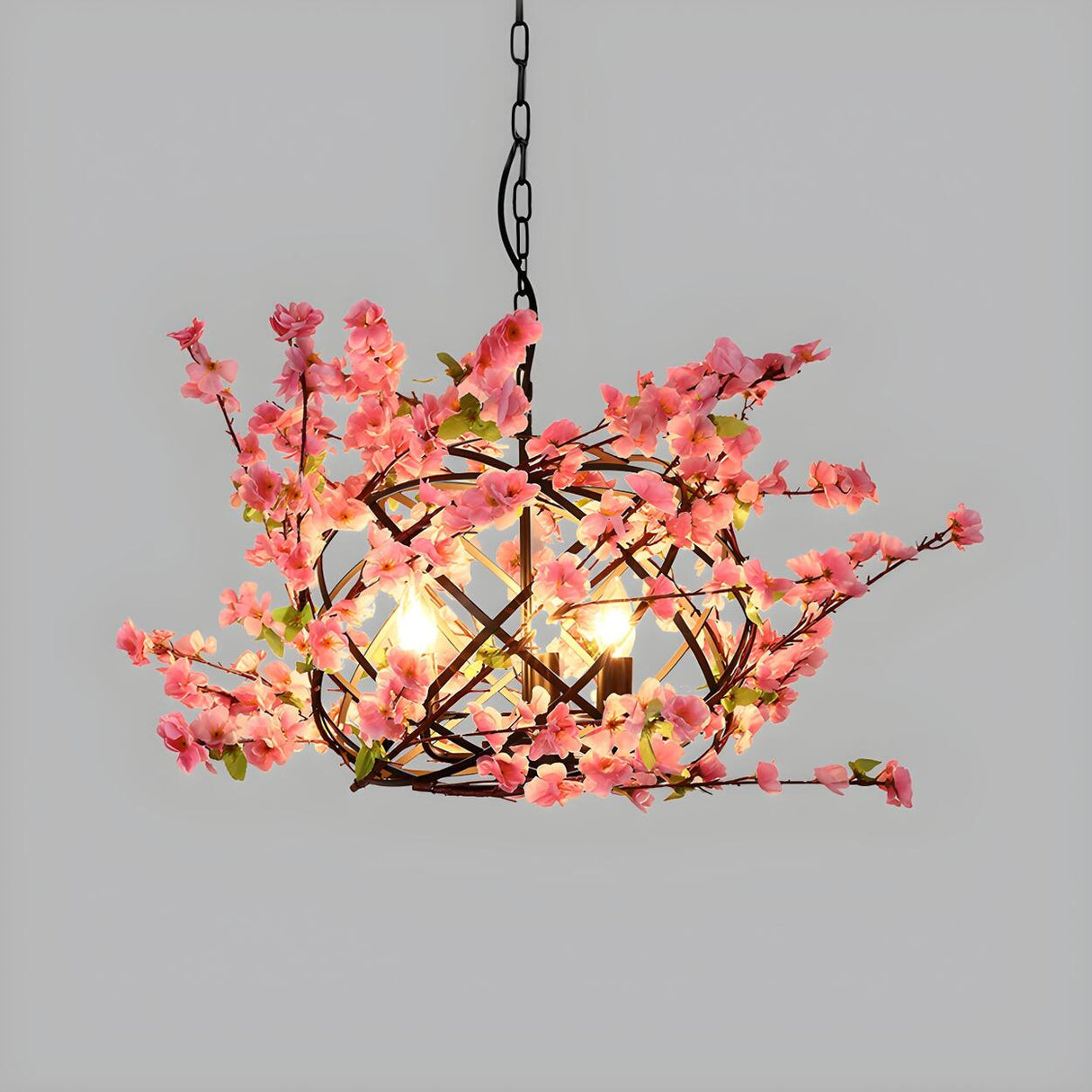 Industria Restaurant Floral Pink Blossom Chandelier Image - 4