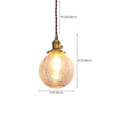 Industrial 1 Light Gold Globe Glass Bedroom Pendant Light #size