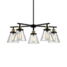 Industrial 2 Tiers Clear Glass Cone Black Chandelier Image - 1