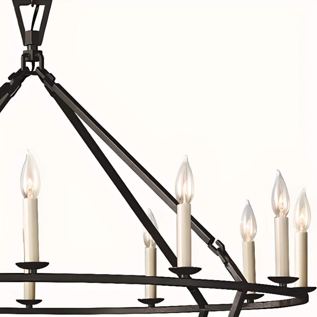 Industrial 2 Tiers Metal Round Candel Chandelier Image - 12