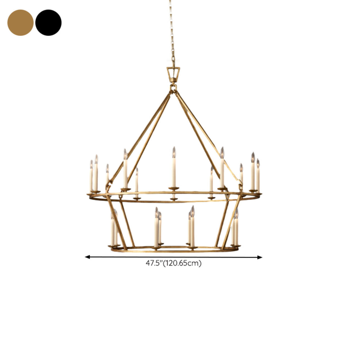 Industrial 2 Tiers Metal Round Candel Chandelier Image - 18