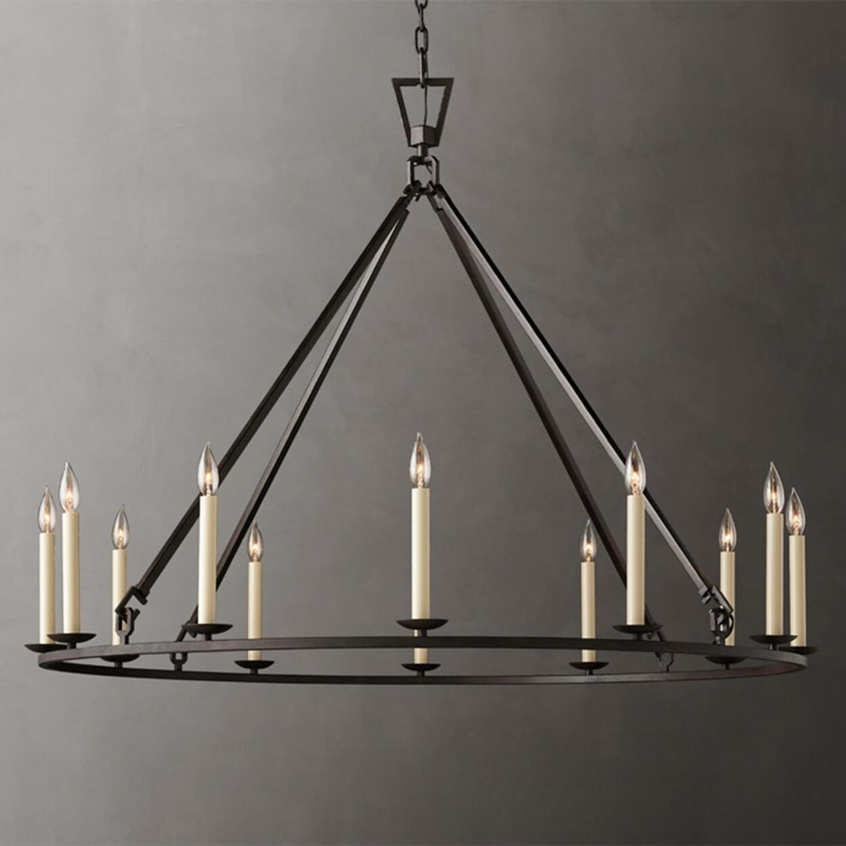 Industrial 2 Tiers Metal Round Candel Chandelier Image - 3