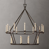 Industrial 2 Tiers Metal Round Candel Chandelier Image - 7