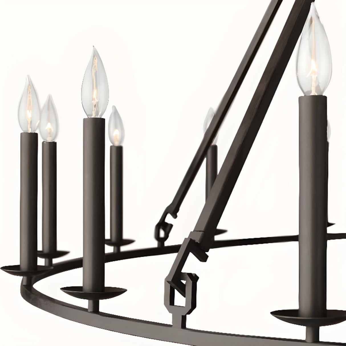 Industrial 2 Tiers Metal Round Candel Chandelier Image - 8