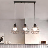 Industrial 3-Light Black Cage Island Ceiling Light Image - 4