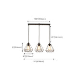 Industrial 3-Light Black Cage Island Ceiling Light #size