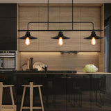 Industrial 3-Light Black Cone Island Pendant Light Image - 1