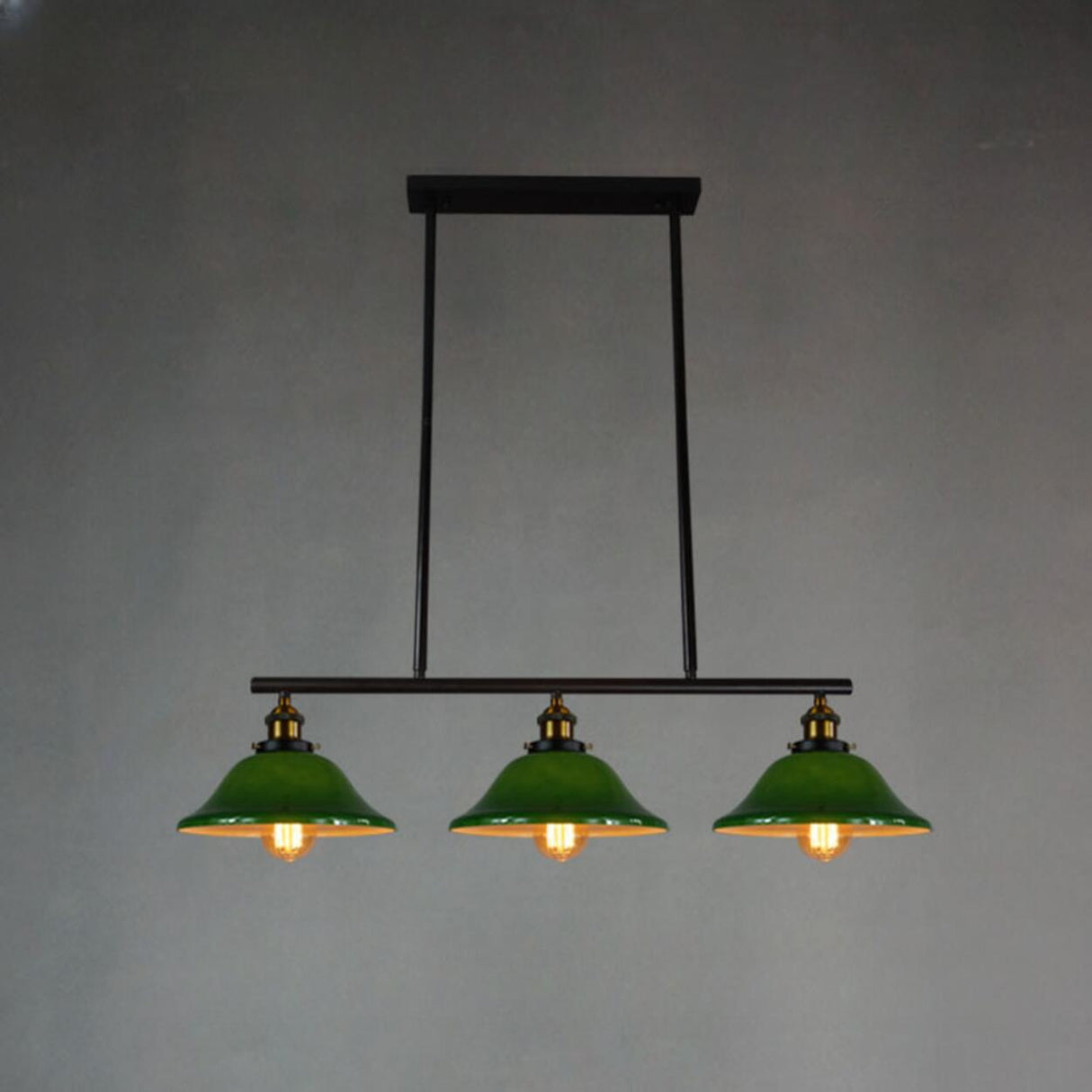 Industrial 3-Light Black Cone Island Pendant Light Image - 20