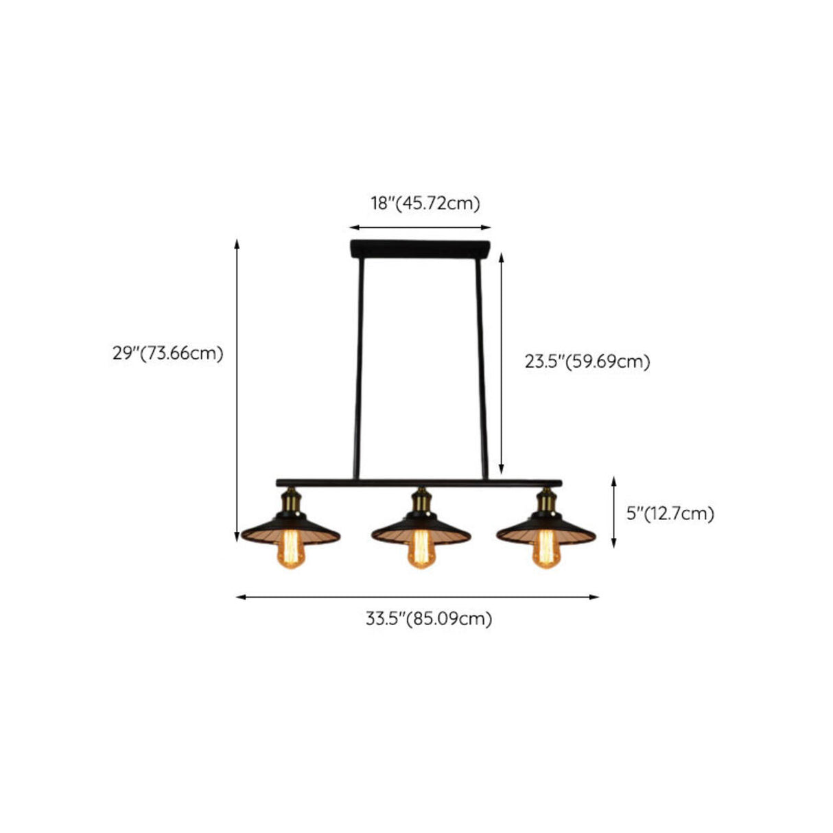 Industrial 3-Light Black Cone Island Pendant Light Image - 29