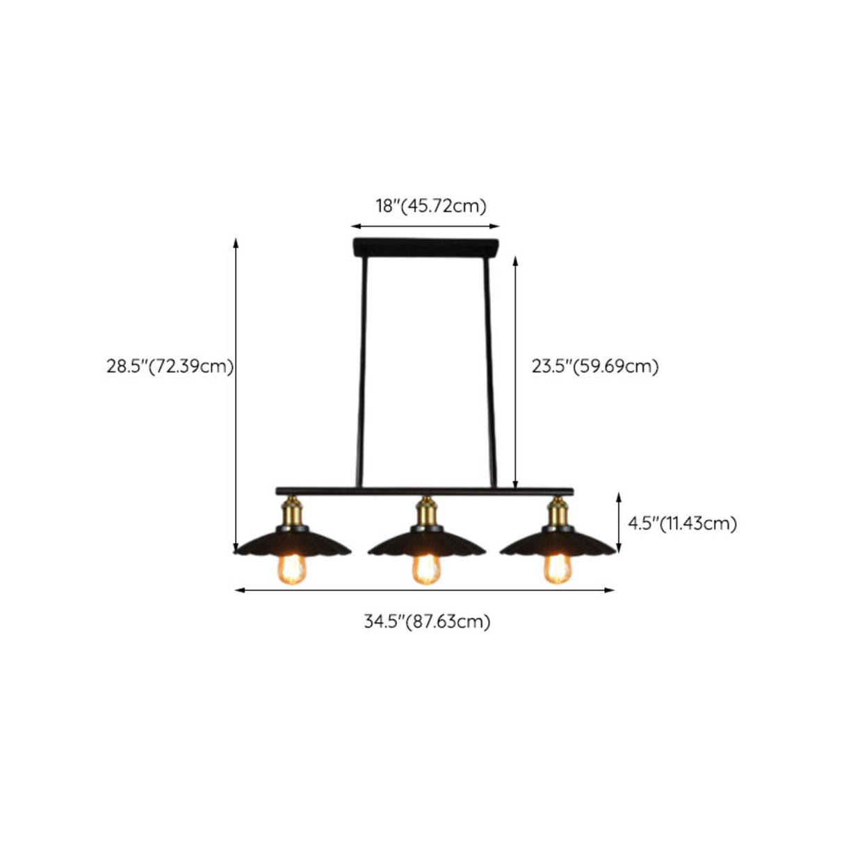 Industrial 3-Light Black Cone Island Pendant Light Image - 37