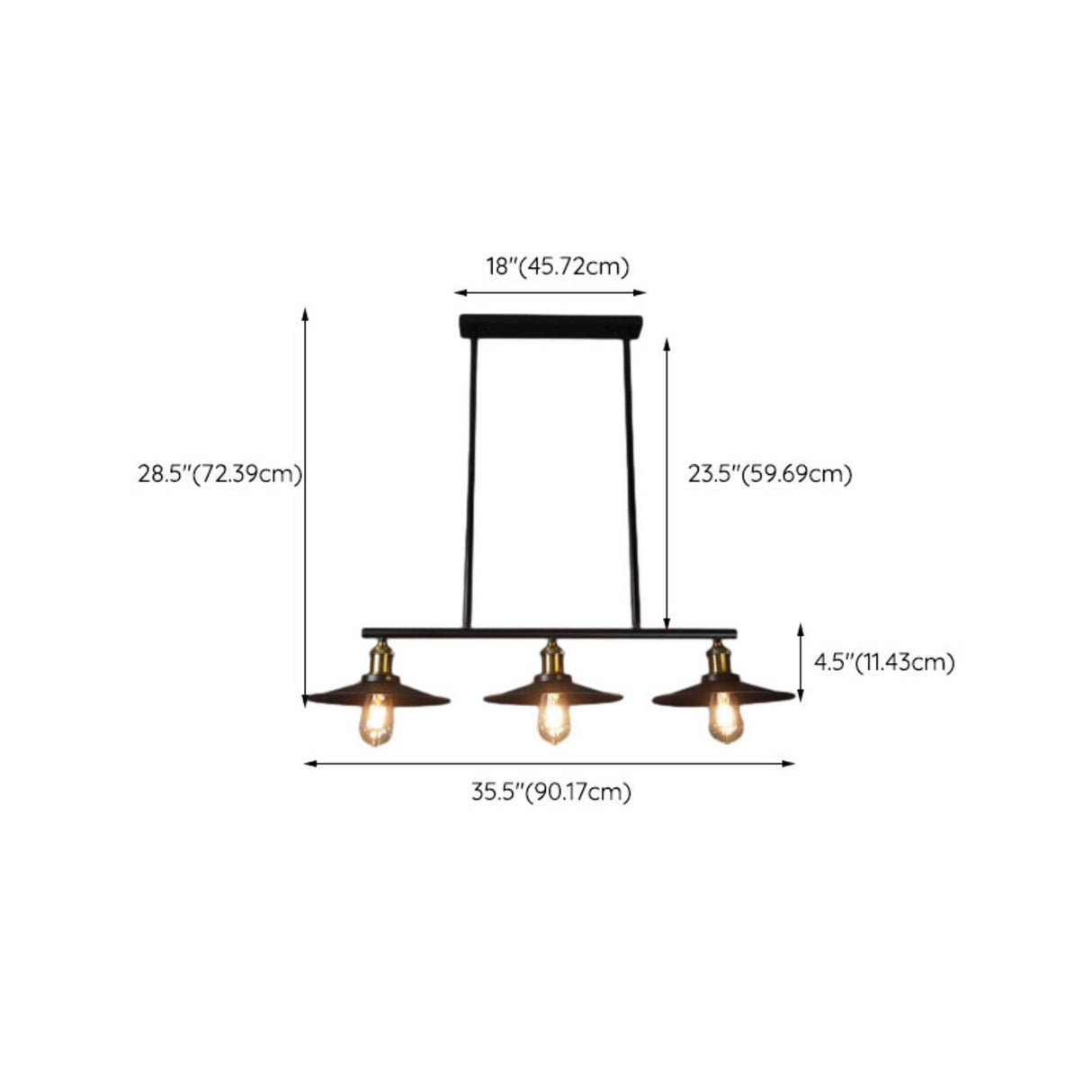 Industrial 3-Light Black Cone Island Pendant Light Image - 39