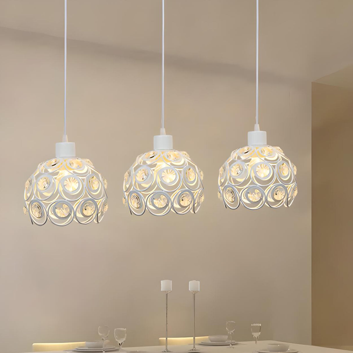 Industrial 3-Light Cage Metal Wire Island Pendant Light Image - 3