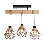 Industrial 3-Light Geometric Cage Island Pendant Light Image - 12