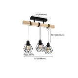 Industrial 3-Light Geometric Cage Island Pendant Light #size