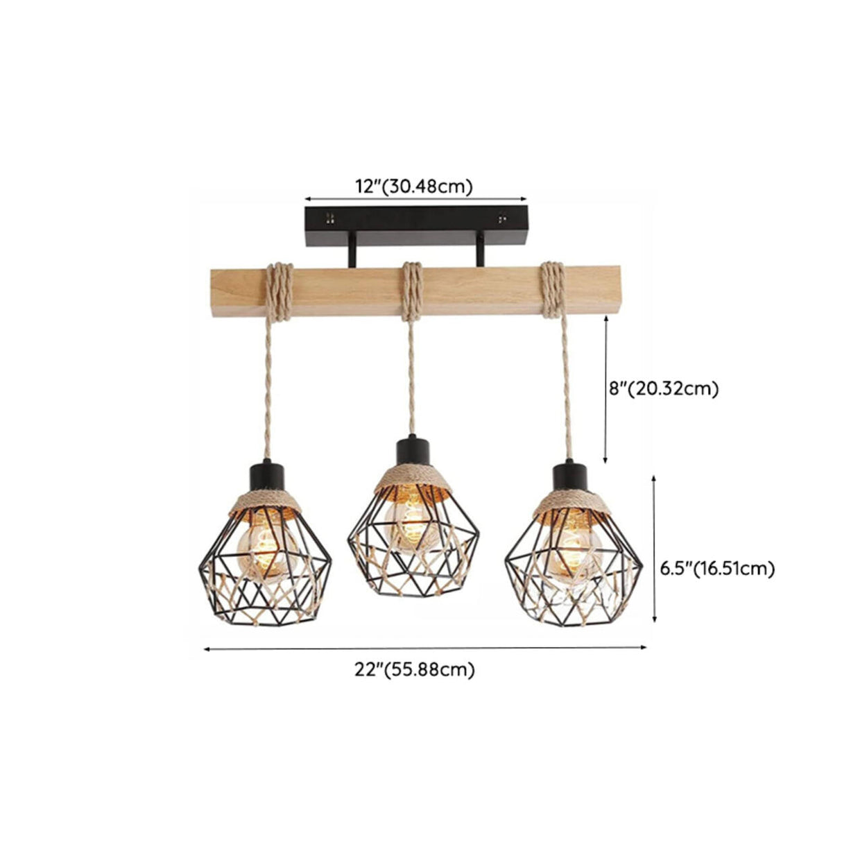 Industrial 3-Light Geometric Cage Island Pendant Light Image - 18