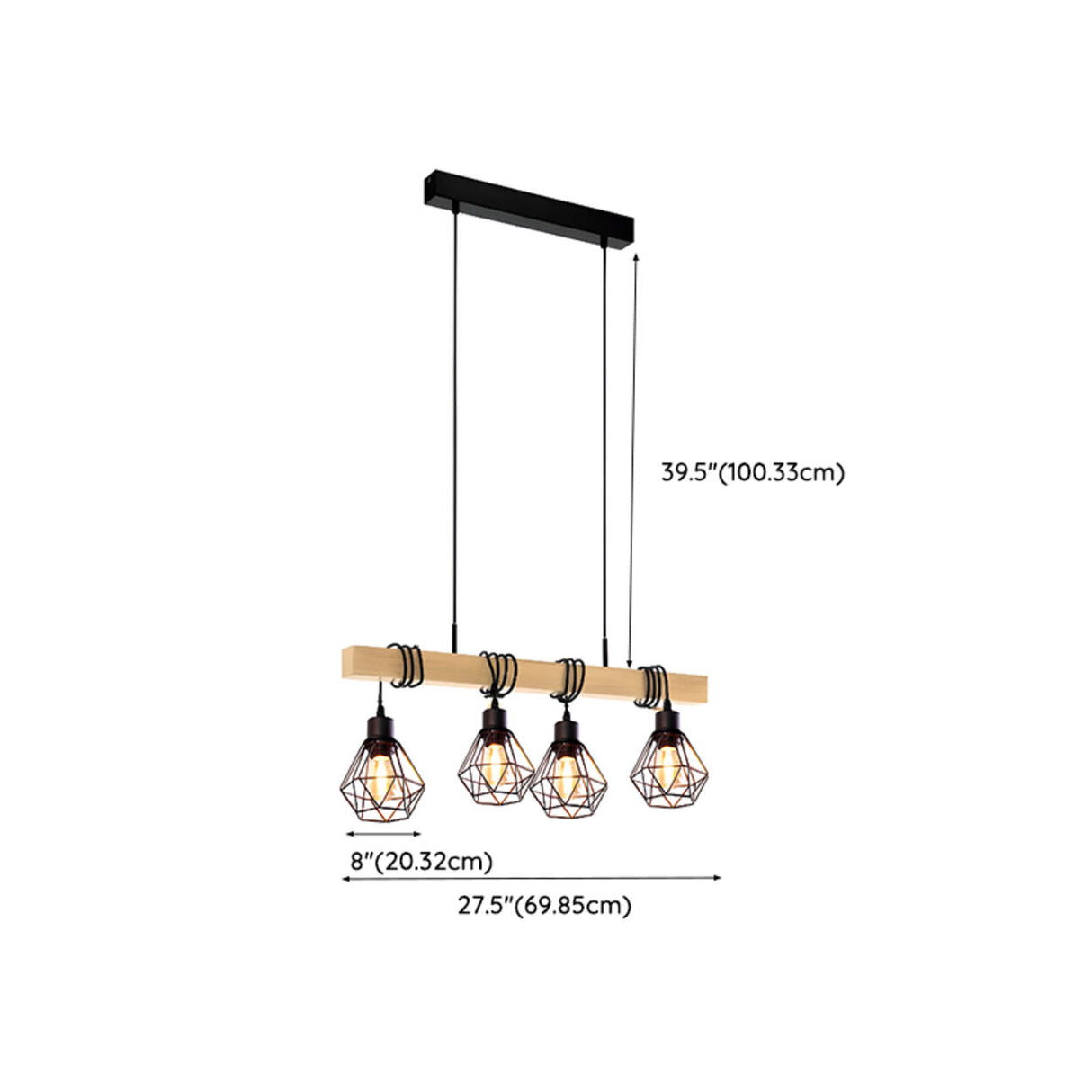 Industrial 3-Light Geometric Cage Island Pendant Light Image - 19